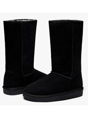 NWT Jeossy Women’s Genuine Suede Mid-Calf Snow Boots Size 9 Black